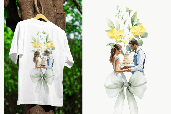 A Brushstroke of Romance: The Elegant Watercolor Wedding Couple