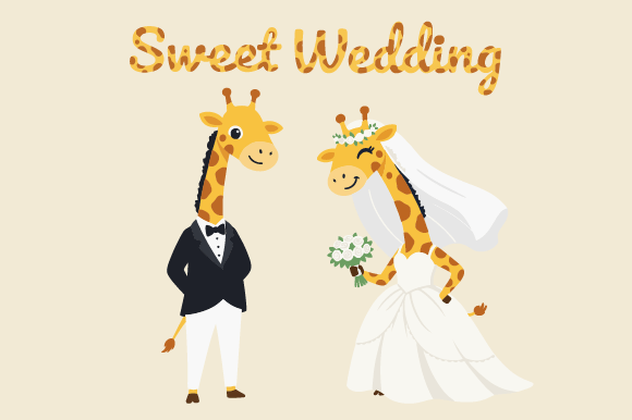 Adorable Giraffe Wedding Couple Clipart for Sweet Projects