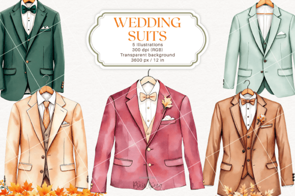 Capture the Romance of Autumn with Groom Suit Illustrations