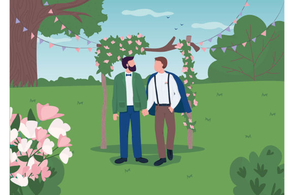 Celebrate Love: The Joy of Happy Gay Couple Wedding Illustrations