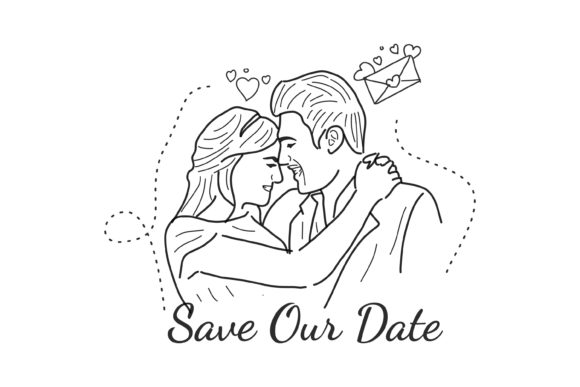 Celebrate Love with the Happy People Illustration Wedding Couple