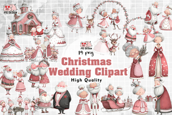 Christmas Wedding Clipart PNG for Festive Holiday Designs