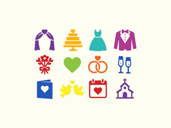 Elegant Wedding Icons for Modern Design Projects