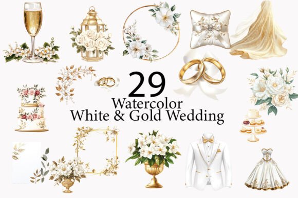 Elegant White & Gold Wedding Watercolor Clipart: A Designer's Guide
