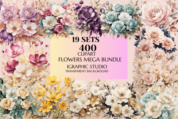 Elevate Wedding Designs with the Flowers Mega Clipart Bundle