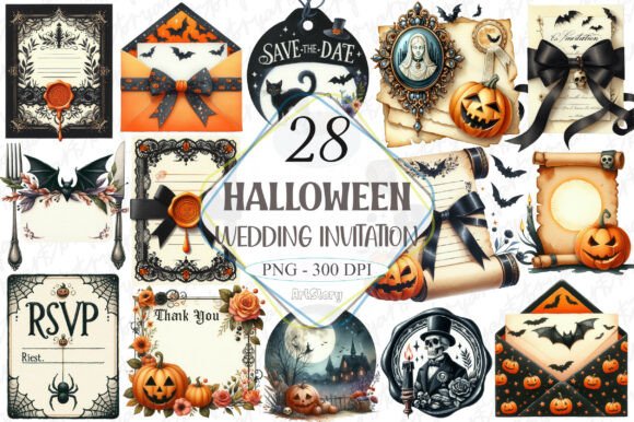Halloween Wedding Invitation Clipart: Your Design Toolkit