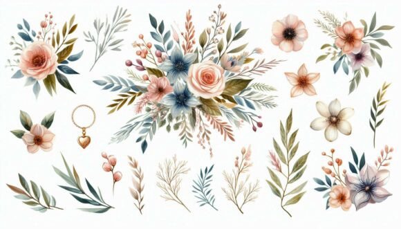 Hand-Drawn Floral Wedding Set: Elevate Your Creative Projects