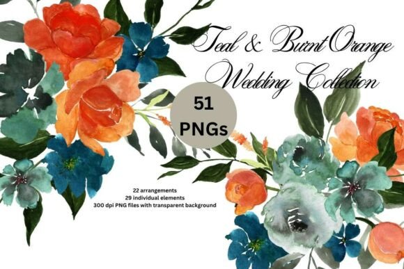 Watercolor Teal & Burnt Orange Wedding: A Bold Color Palette
