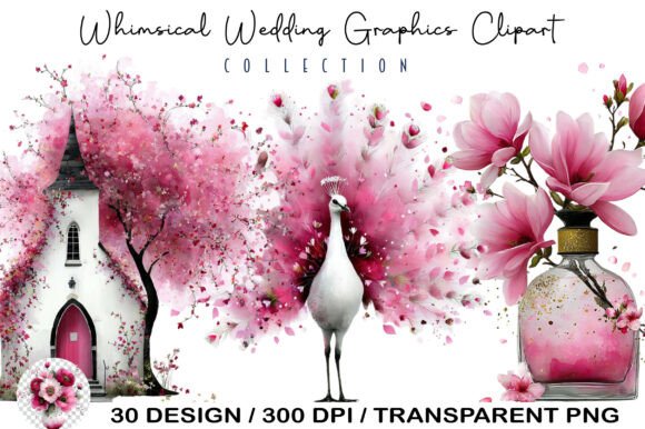 Whimsical Wedding Graphics Clipart: Art for Dreamers